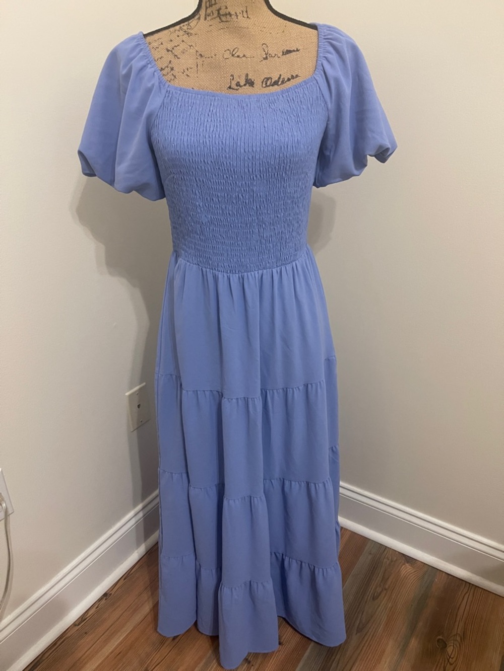 Pretty Garden, size M, Lavender Puff Sleeve Smocked Maxi Dress